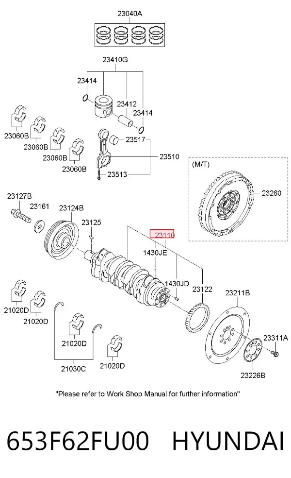 Колінвал 653F62FU00 Hyundai/Kia