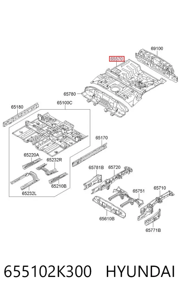 Днище багажника/ніша запасного колеса 655102K300 Hyundai/Kia