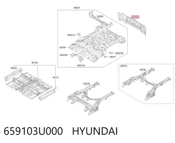 Панель задня, багажного відсіку 659103U000 Hyundai/Kia