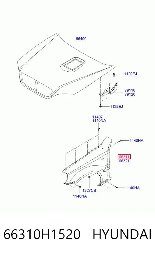Крило переднє ліве 66310H1520 Hyundai/Kia