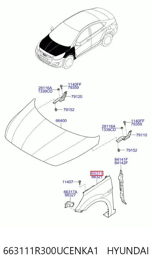 Крило переднє ліве 663111R300UCENKA1 Hyundai/Kia