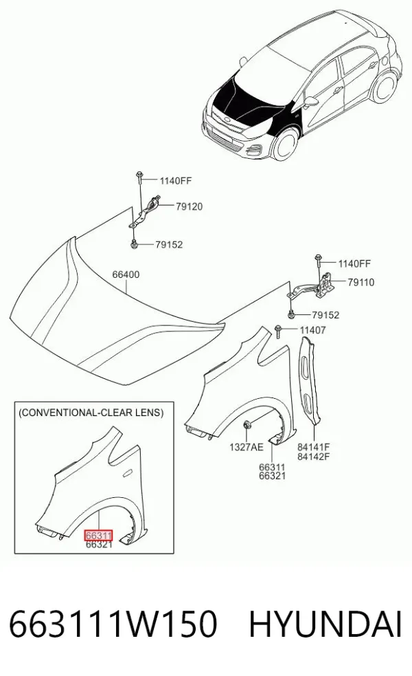 Крило переднє ліве 663111W150 Hyundai/Kia