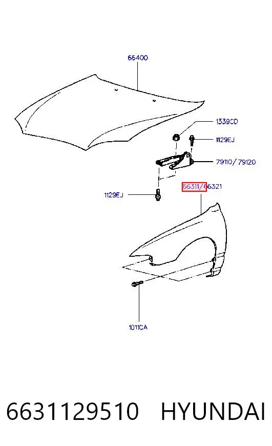Крило переднє ліве 6631129510 Hyundai/Kia