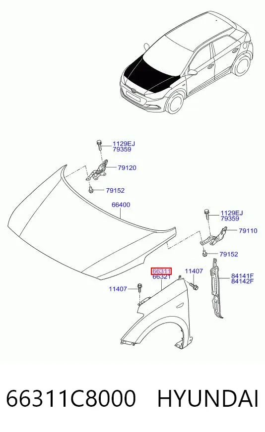 Крило переднє ліве 66311C8000 Hyundai/Kia
