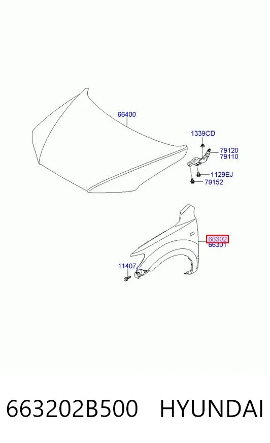 Крила 663202B500 Hyundai/Kia