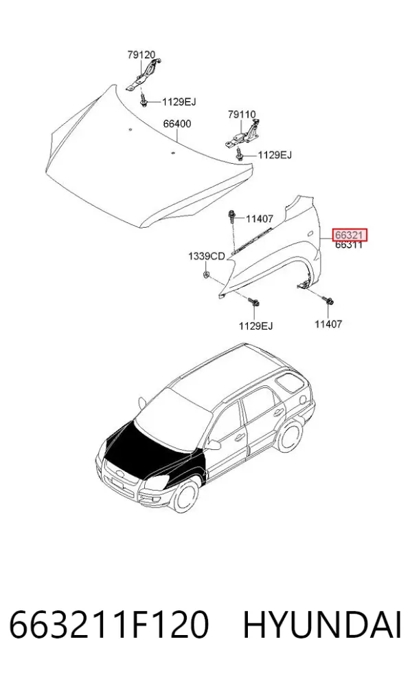 Крила 663211F120 Hyundai/Kia