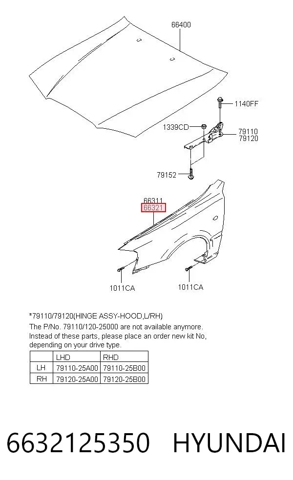 Крила 6632125350 Hyundai/Kia