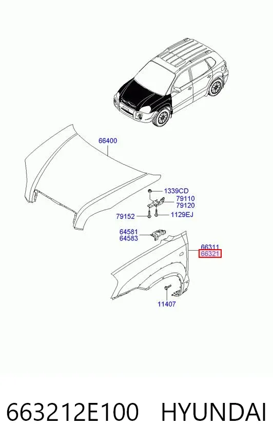 Крила 663212E100 Hyundai/Kia