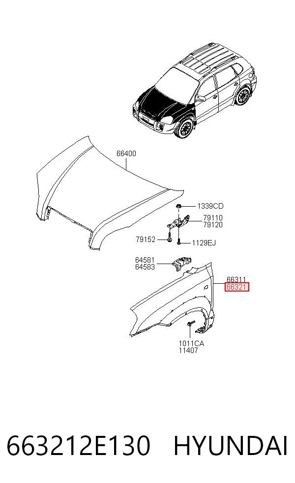 Крила 663212E130 Hyundai/Kia