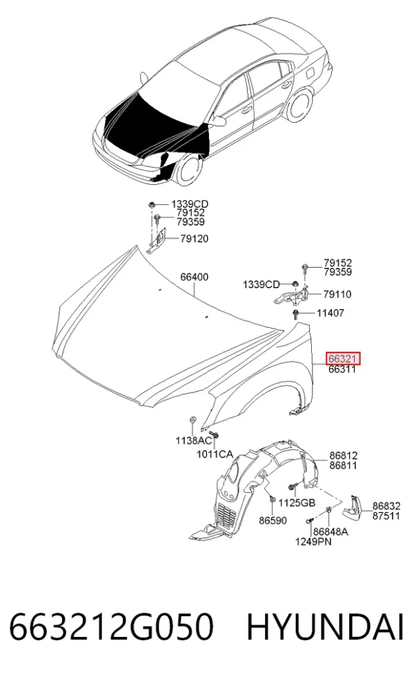 Крила 663212G050 Hyundai/Kia