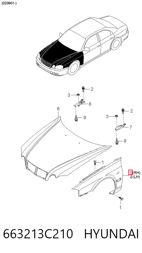 Крила 663213C210 Hyundai/Kia