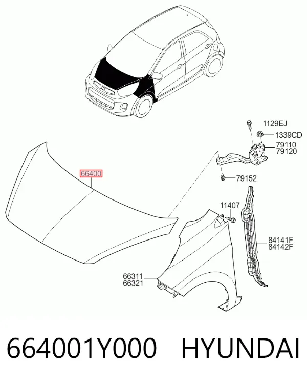 Капот 664001Y000 Hyundai/Kia