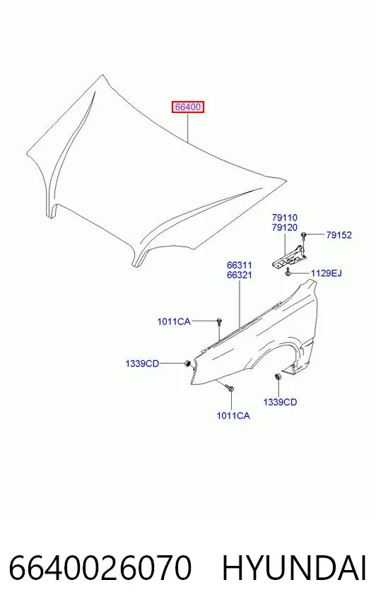 Капот 6640026070 Hyundai/Kia