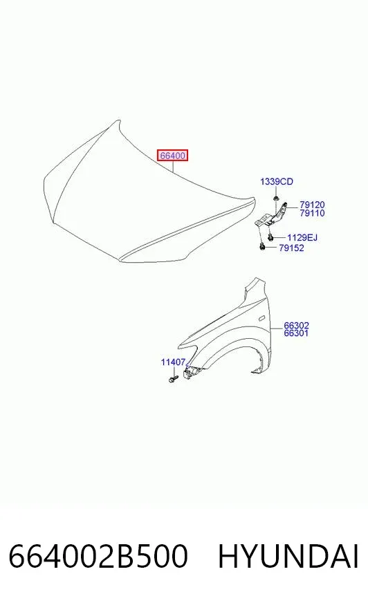 Капот 664002B500 Hyundai/Kia