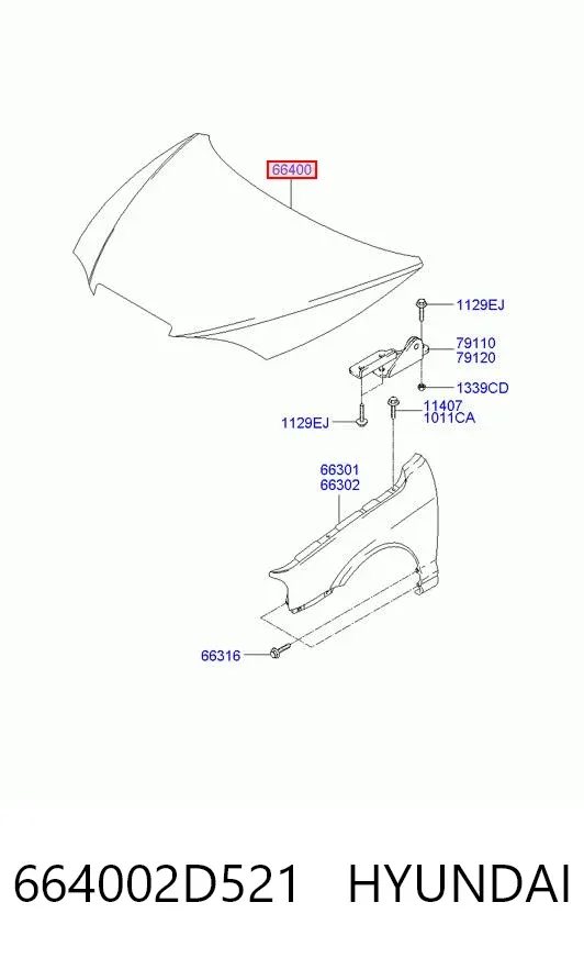 Капот 664002D521 Hyundai/Kia