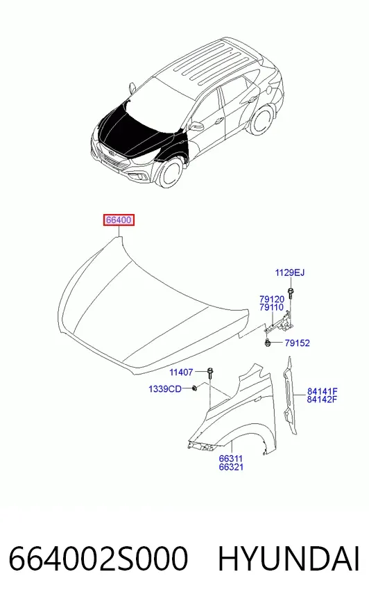 Капот 664002S000 Hyundai/Kia