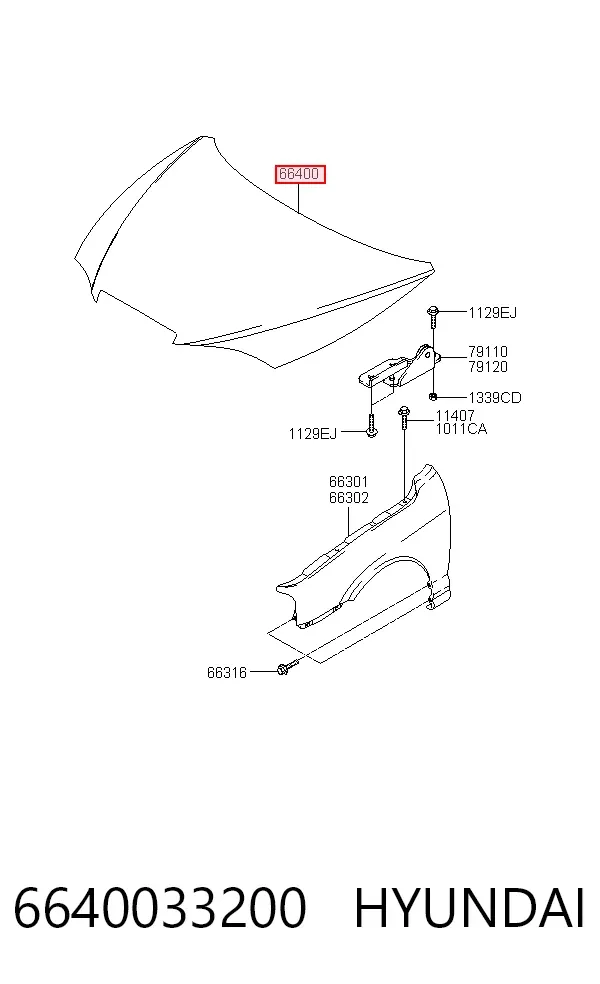 Капот 6640033200 Hyundai/Kia