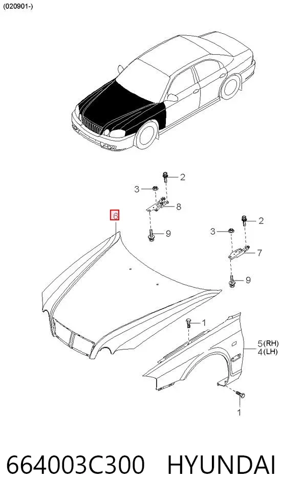 Капот 664003C300 Hyundai/Kia