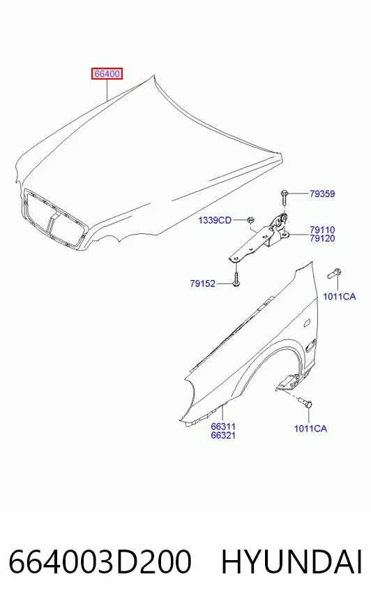 Капот 664003D200 Hyundai/Kia