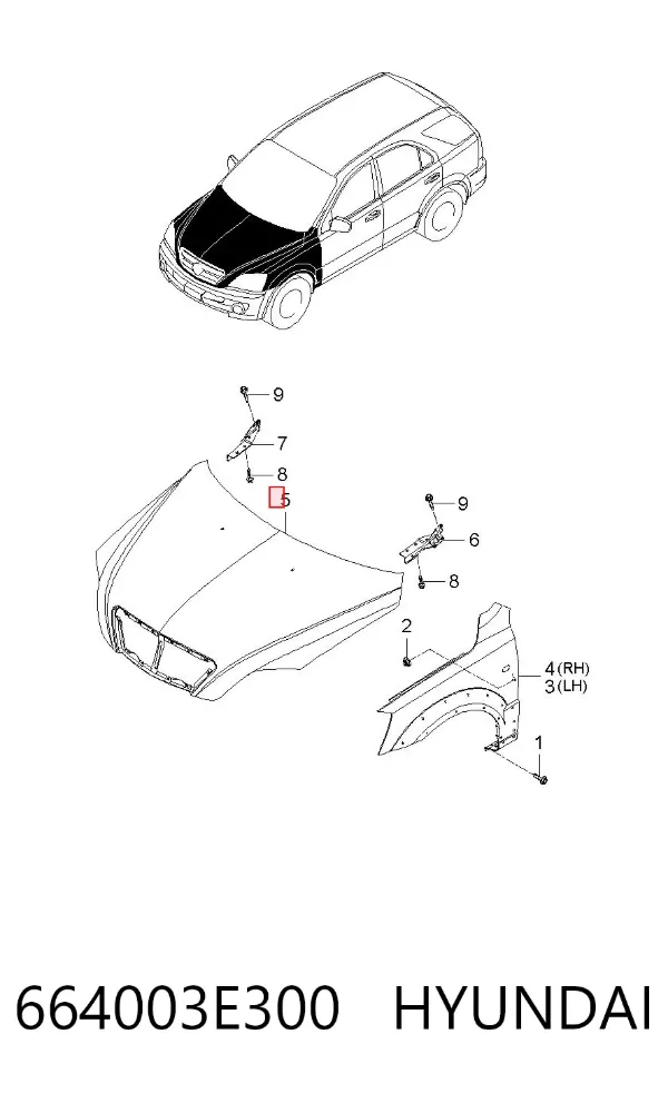 Капот 664003E300 Hyundai/Kia