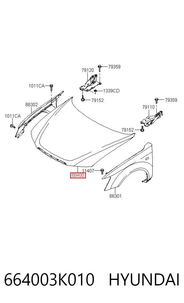 Капот 664003K010 Hyundai/Kia