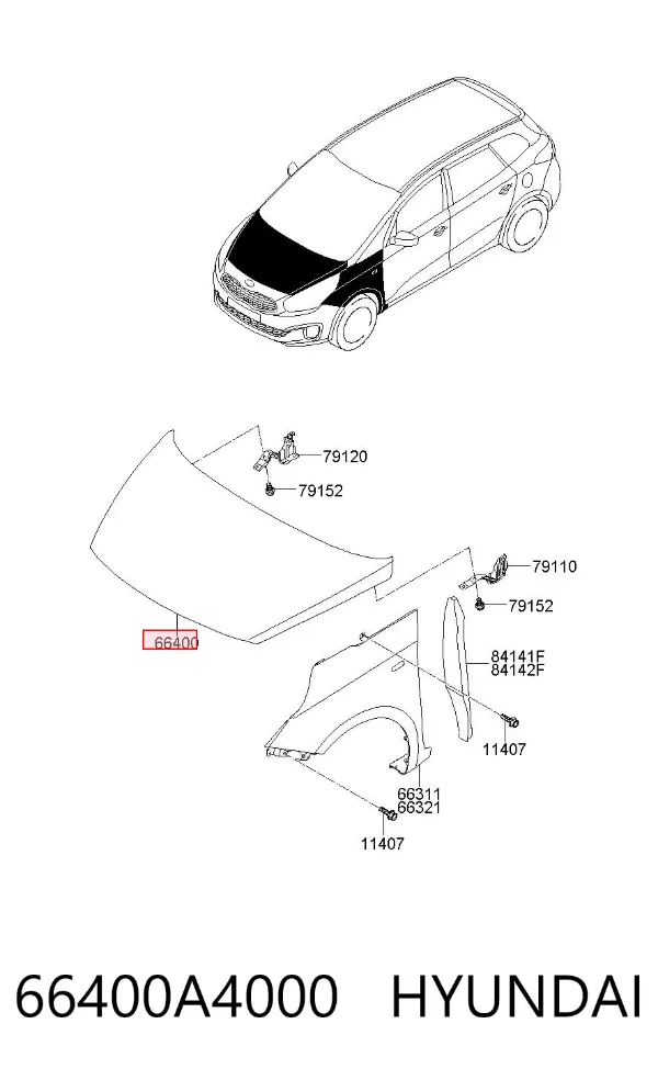 Капот 66400A4000 Hyundai/Kia