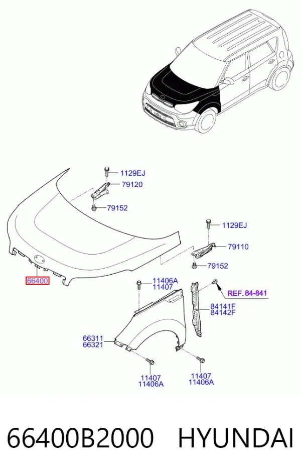 Капот 66400B2000 Hyundai/Kia