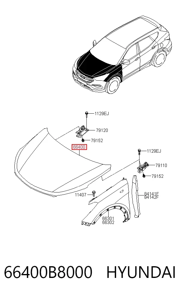 Капот 66400B8000 Hyundai/Kia