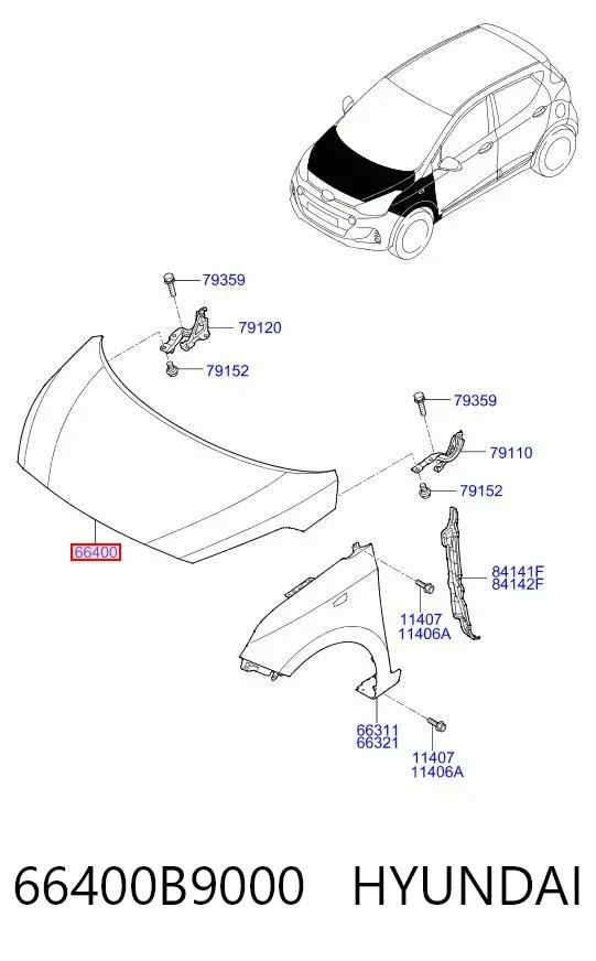 Капот 66400B9000 Hyundai/Kia