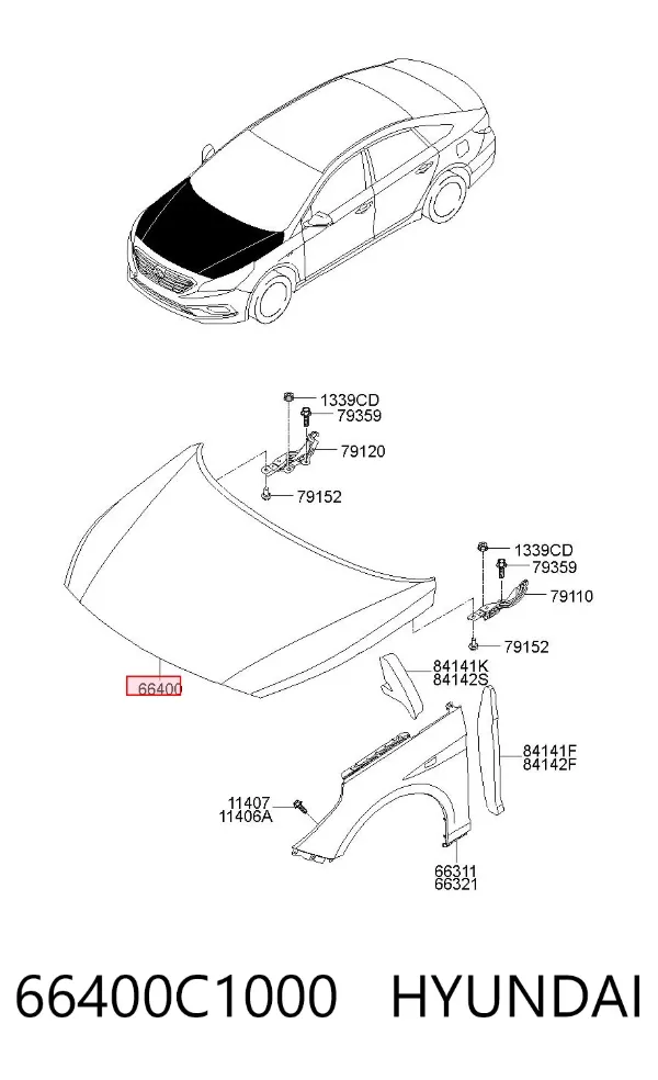 Капот 66400C1000 Hyundai/Kia