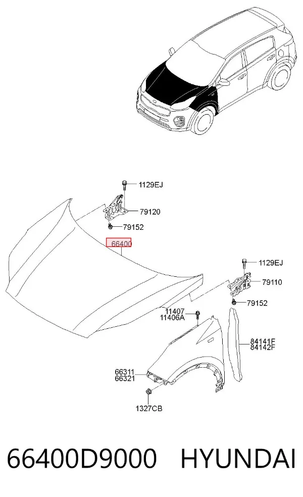 Капот 66400D9000 Hyundai/Kia