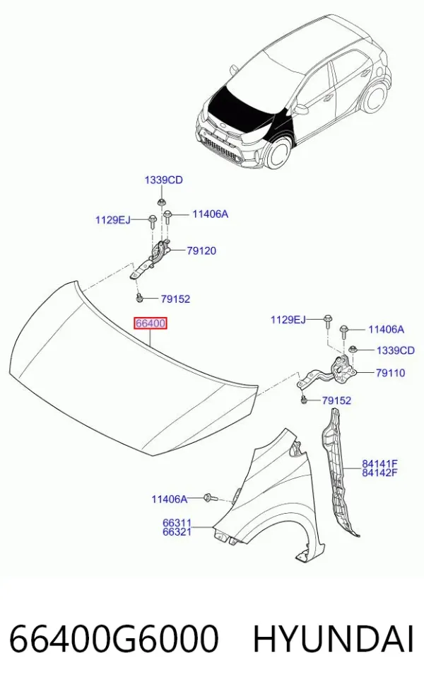 Капот 66400G6000 Hyundai/Kia