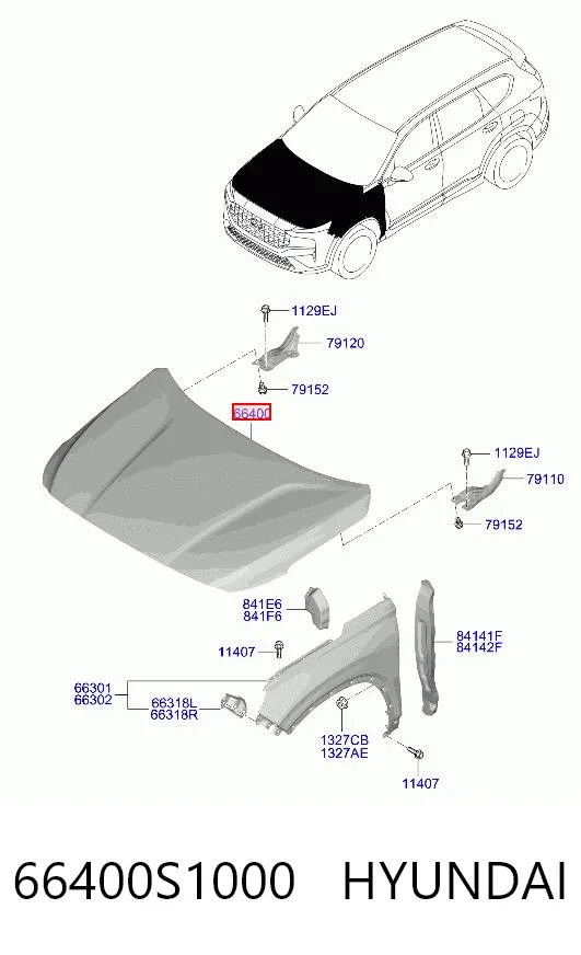 Капот 66400S1000 Hyundai/Kia