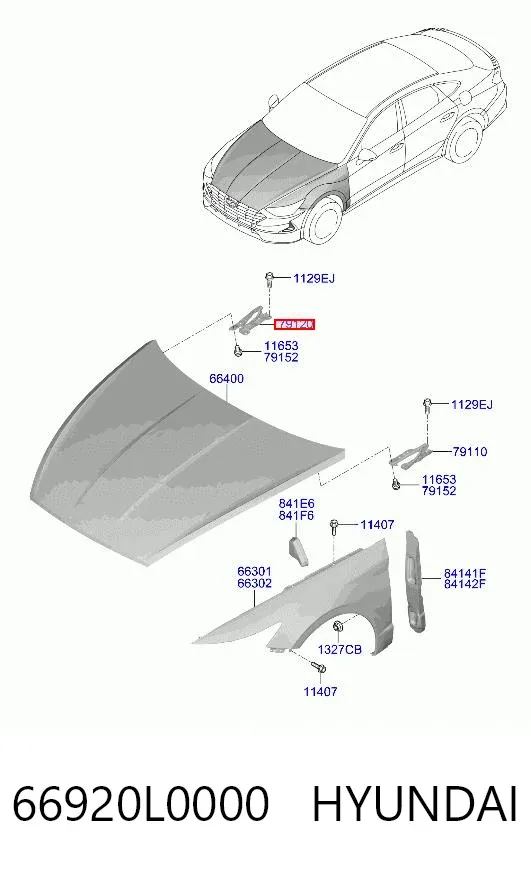 Петля капота, права 66920L0000 Hyundai/Kia