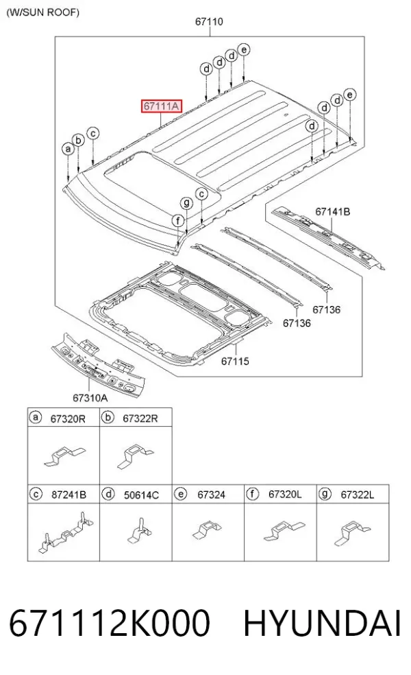 Дах 671112K000 Hyundai/Kia