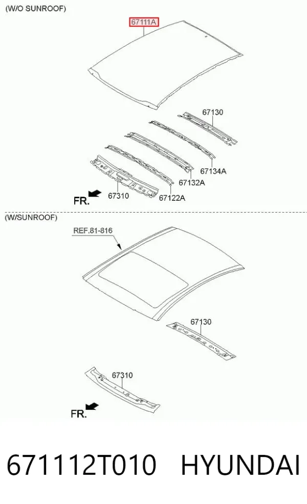 Дах 671112T010 Hyundai/Kia