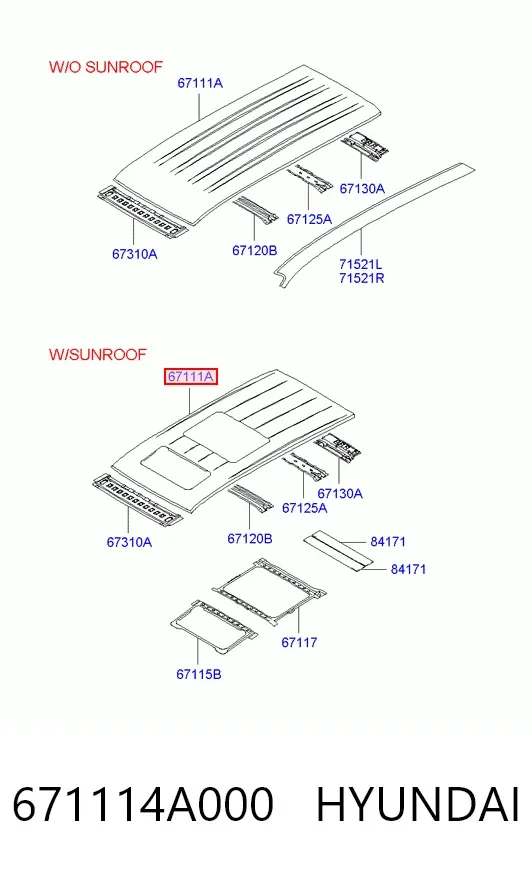 Дах 671114A000 Hyundai/Kia
