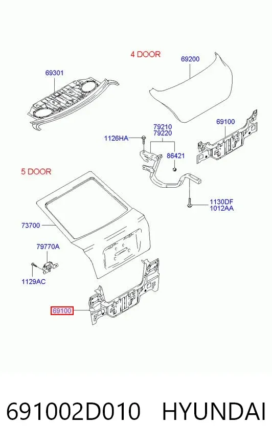 Панель задня, багажного відсіку 691002D010 Hyundai/Kia