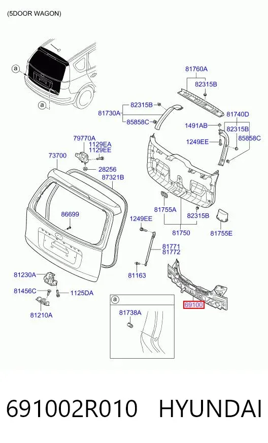 Панель задня, багажного відсіку 691002R010 Hyundai/Kia