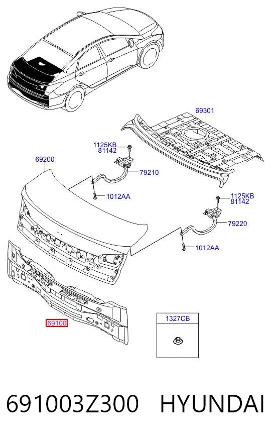 Панель задня, багажного відсіку 691003Z300 Hyundai/Kia