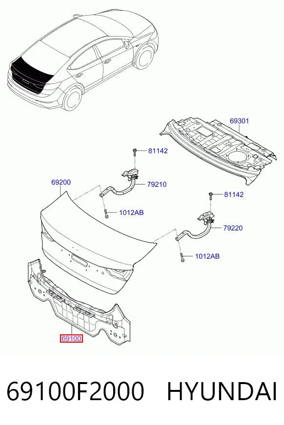 Панель задня, багажного відсіку 69100F2000 Hyundai/Kia
