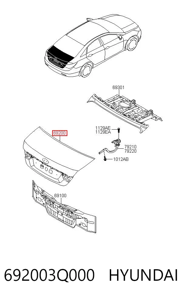 Кришка багажника 692003Q000 Hyundai/Kia