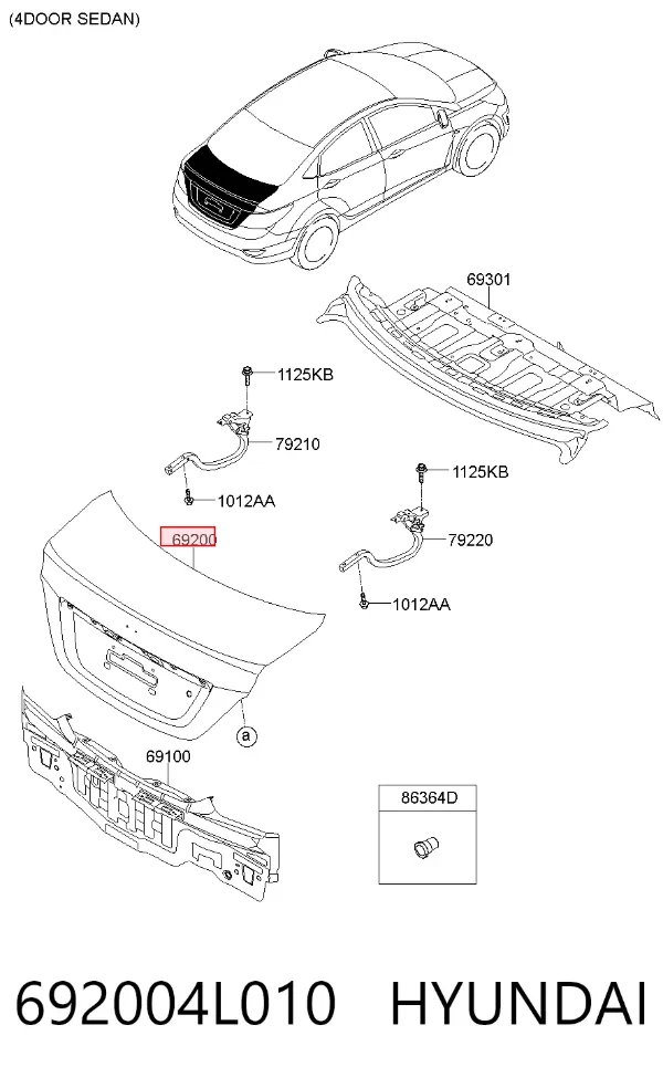 Кришка багажника 692004L010 Hyundai/Kia
