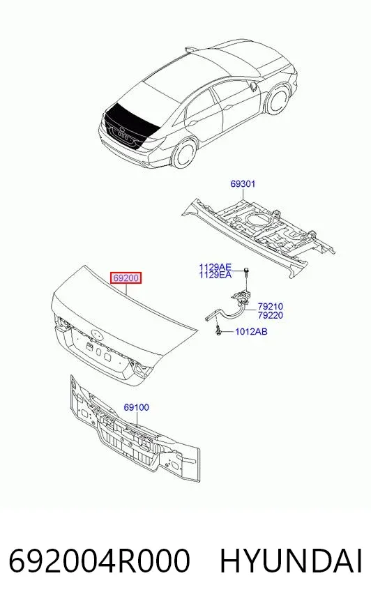Кришка багажника 692004R000 Hyundai/Kia