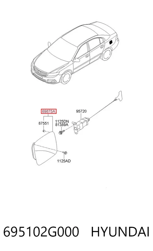 Лючок бензобака 695102G000 Hyundai/Kia