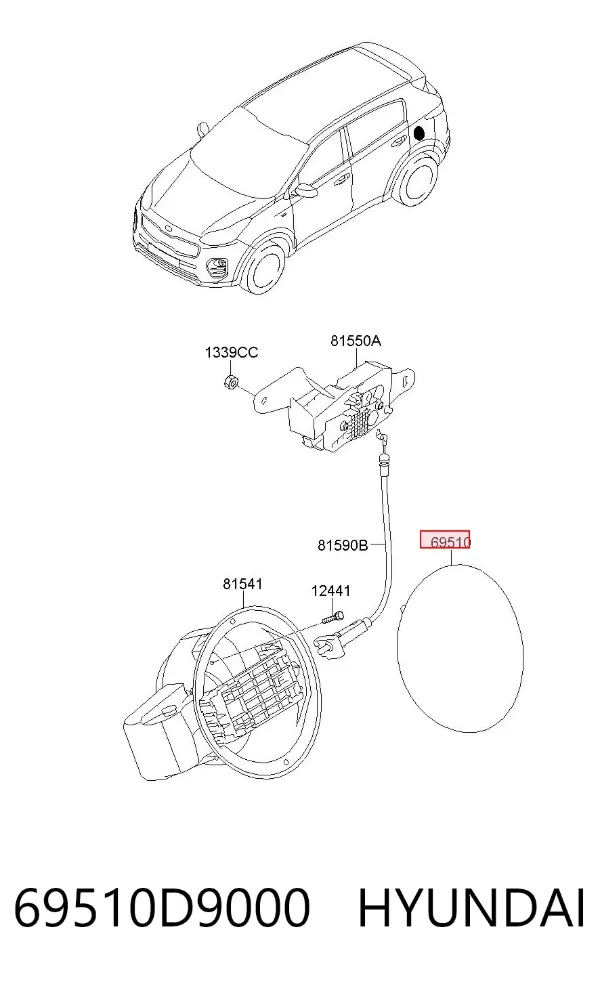 Лючок бензобака 69510D9000 Hyundai/Kia