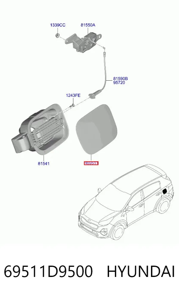 Лючок бензобака 69511D9500 Hyundai/Kia