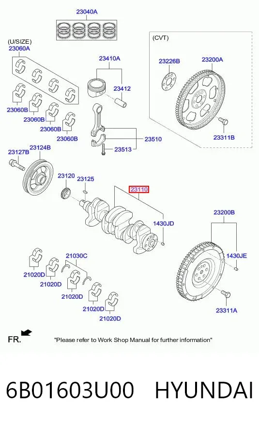 Колінвал 6B01603U00 Hyundai/Kia