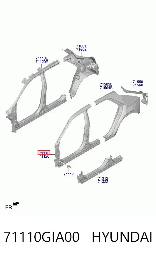 Отвір передніх лівих дверей 71110GIA00 Hyundai/Kia