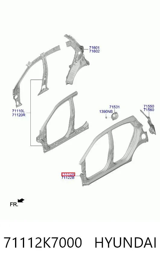 Боковина кузова ліва 71112K7000 Hyundai/Kia